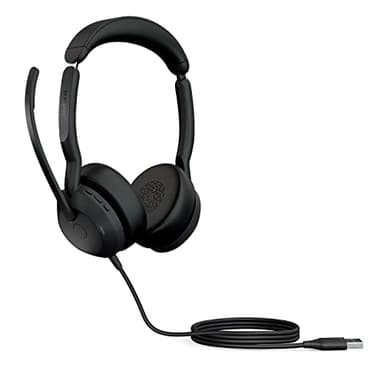 Jabra Evolve2 50 Wired Stereo Headset - with AirComfort Technology, Noise-Cancelling Mics & Active Noise Cancellation - MS Teams Certified, Works with All Other Platforms - Black - Image 1