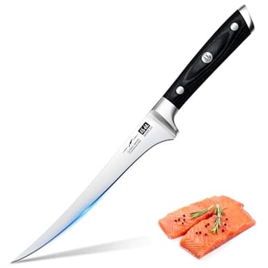 SHAN ZU Fillet Knife 7 Inch- Edge Deboning Fish and Meat Boning Knife, Professional Super Sharp Fish Knives Made of German Stainless Steel Boning Knives with Full Tang Handle - Image 1