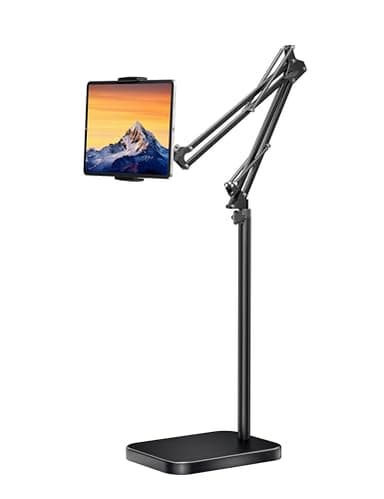 BluuSuuk Tablet Floor Stand with 11lb Stable Base - Adjustable Height Stretchable Arm Swivel Holder Mount, Compatible with iPad Pro Air Mini 12.9/9.7, Kindle, Galaxy Tab, Cell Phones (4.7''-13'') - Image 1
