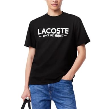 Lacoste Men's Printed Cotton T-Shirt, Black, Medium - Image 1