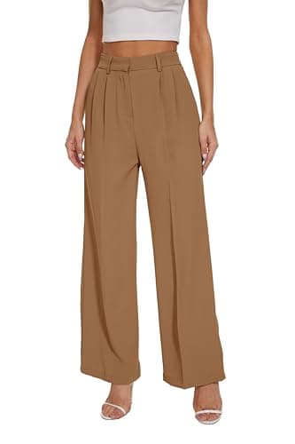 FUNYYZO Women's Wide Leg Pants High Elastic Waisted in The Back Business Work Trousers Long Straight Suit Pants - Image 4