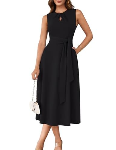 GRACE KARIN Work Dress for Women 2025 Professional Trendy Sleeveles Elegant Wear to Work Business Casual Office Midi Dresses Black S - Image 1