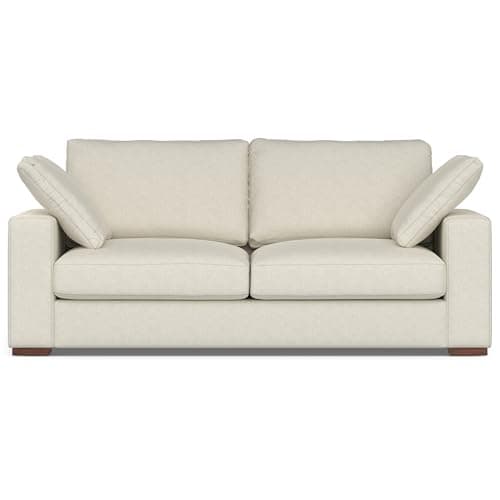 SIMPLIHOME Charlie Sofa in 100% Recycled Polyester Tightly Woven Performance Fabric, Cream, 78-inches Wide, Handcrafted Contemporary Style Loveseat Sofa or Couch for Living Room - Image 1