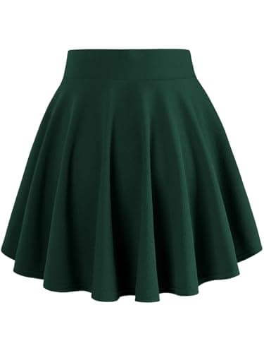 DJT Women's Basic Versatile Casual Stretchy Flared Pleated Mini Skater Skirt with Shorts X-Large Evergreen - Image 3