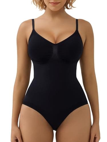 SHAPERX Women's Shapewear Bodysuit Tummy Control Body Shaper Seamless Sculpting Snatched Waist Body Suit,SZ5213-Black-S/M(One piece) - Image 1