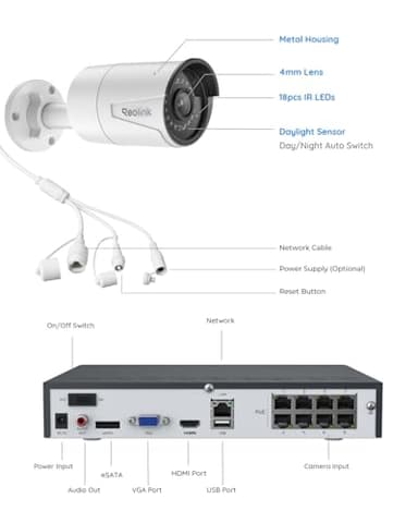 REOLINK 8CH 5MP Security Camera System, 4pcs Wired PoE Cameras for Home Security Outdoors, Smart Person/Pet/Vehicle Detection, 4K 8CH NVR with 2TB HDD for 24-7 Recording, RLK8-410B4-5MP White - Image 8