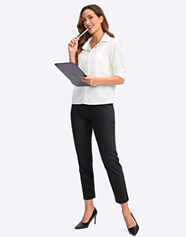 YYV Women's Golf Pants Stretch Work Ankle Pants High Waist Dress Pants with Pockets for Yoga Business Travel Casual(Black Medium) - Image 6