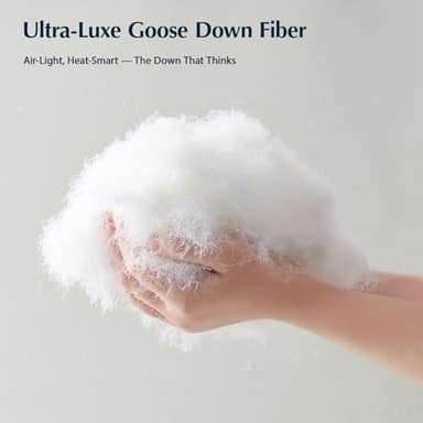 Pacific Coast Goose Feather Down Fiber Comforters Queen Size, Extra Fluffy White Duvet Insert, Ultra-Soft, Breathable, All Season Hotel Luxury Bedding Comforters, 8 Corner & Center Loops (90"x90") - Image 3