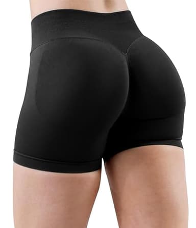Unthewe Womens Workout Seamless Scrunch Butt Lifting Shorts High Waisted Tummy Control Gym Yoga Shorts(U516-Black-S) - Image 3