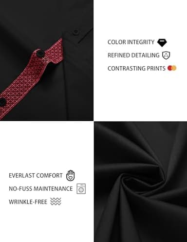 COOFANDY Men's Casual Dress Shirts Short Sleeve Button Down Business Wrinkle Free Untucked Stretch Shirts Black - Image 4
