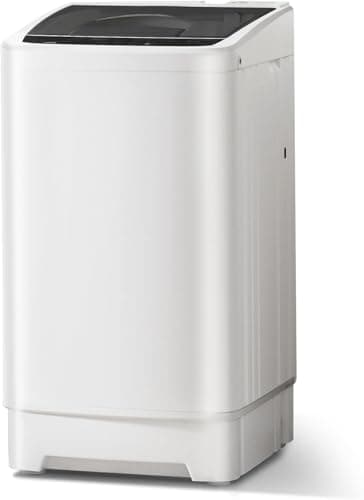 Full Automatic Washing Machine, 1.6 Cu. Ft Portable Washer and Dryer Combo with 8 Programs, 10Lbs Top Load Electric Laundry Machine with Stainless Steel Drum for Apartment RV Dorm, Included Drain Hose - Image 1