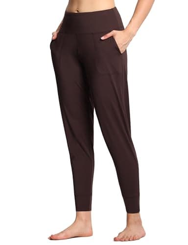 THE GYM PEOPLE Women's Joggers Pants Lightweight Athletic Leggings Tapered Lounge Pants for Workout, Yoga, Running Brown - Image 2