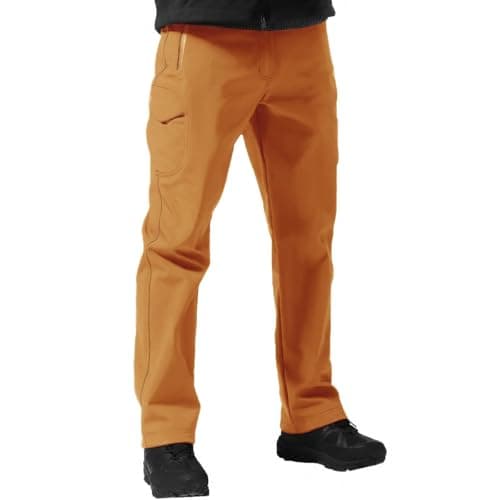 FREE SOLDIER Men's Outdoor Softshell Fleece Lined Cargo Pants Snow Ski Hiking Pants with Belt(Orange 38W x 32L) - Image 1
