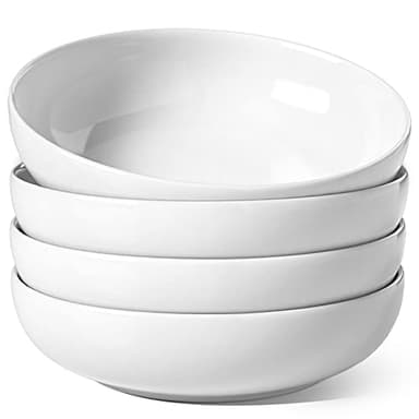 LE TAUCI Pasta Bowls 45 oz, Salad Bowls Set for Serving Soup, Pasta, Noodle, Dinner, Large Kitchen Bowl Plates, Microwave Safe - 8.5 Inch, Set of 4, White - Image 1