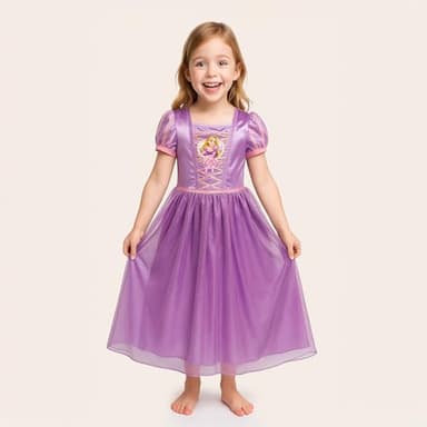 Disney Girls' Princess Fantasy Gown Nightgown, Rapunzel Shines 3, 2T - Image 2