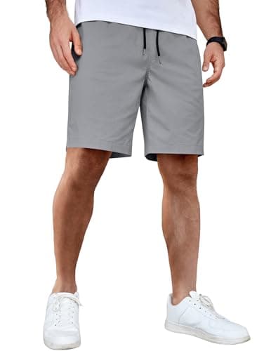 COOFANDY Men's Drawstring Shorts Stretch Waistband Casual Walking Shorts with Pockets Grey - Image 1
