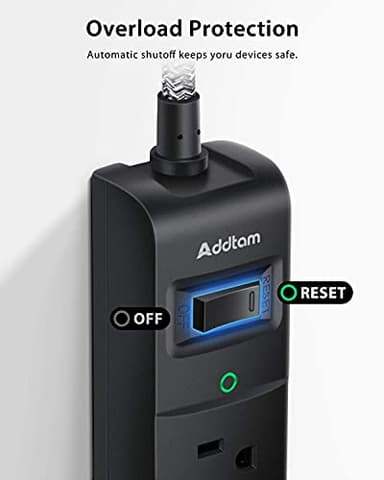 2 Pack Power Strip Surge Protector - 5 Widely Spaced Outlets 3 USB Charging Ports, 1875W/15A 6Ft Braided Extension Cord, Flat Plug Overload Protection, Wall Mount for Home Office Dorm Room Essentials - Image 9