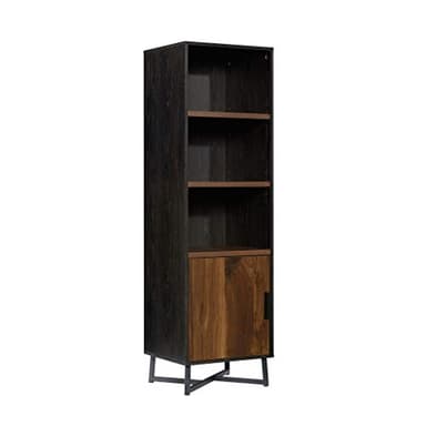 Sauder Canton Lane Industrial 3-Shelf Bookcase with Door/Book Shelf, Brew Oak Finish - Image 1