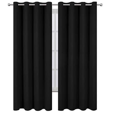 LEMOMO Blackout Curtains 52 x 108 inch/Black Curtains Set of 2 Panels/Thermal Insulated Room Darkening Bedroom Curtains - Image 2
