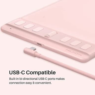 HUION Inspiroy 2 Small Drawing Tablet, Digital Art Tablet with Scroll Wheel, 6 Hot Keys, Battery-Free Stylus, Pink Graphics Tablet for Drawing, Design, Writing, Work with PC, Mac & Android - Image 7