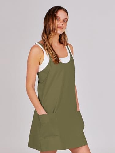 ANRABESS Women Athletic Dress Summer Tennis Workout Active Sports Mini Romper Dress Built in Shorts Travel Vacation Clothes Army Green Large - Image 8