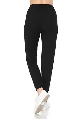 Leggings Depot Womens Classic Jogger Pants - Track Cuff Sweatpants with Pockets, Black, 1X - Image 3