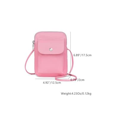 YONBEN nylon Crossbody Lanyard Mobile Phone Bag Stylish Accessory With Adjustable Strap (Nylon/Pink) - Image 2