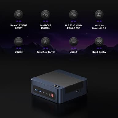 BOSGAME M4 Mini PC, Mini Desktop Computer with AMD Ryzen 7 8745HS, 32GB DDR5 1TB PCle SSD, 4K Triple Display, Oculink, USB4.0, Dual 2.5G LAN, Wi-Fi 6E, BT5.2, for Home, Office, Gaming & Design - Image 2