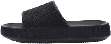 BRONAX Home Slides for Men Pillow House Shower Bathroom Slippers Sandals for Male Size 11 Quick Drying Open Toe Comfy Cushion Soft Thick Sole 44-45 Black - Image 3