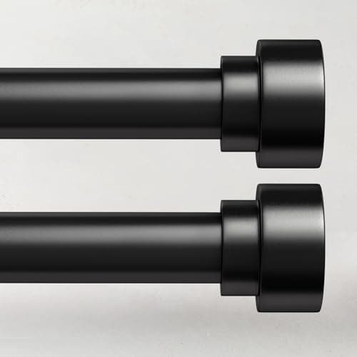 2 Pack Curtain Rods for Windows 66 to 120, 1 Inch Black Adjustable Heavy Duty Extra Long Curtain Rod with End Caps, Modern Indoor Outdoor Window Drapery Rods for Patio Bedroom, Size 32"-120" - Image 1
