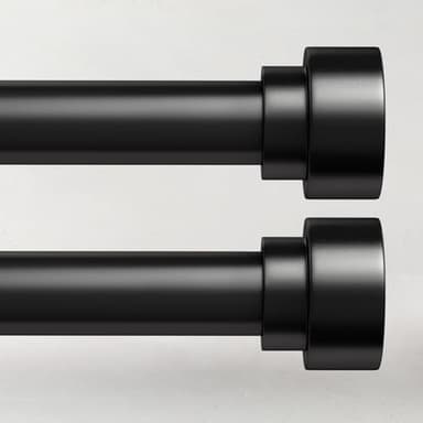2 Pack Curtain Rods for Windows 66 to 120, 1 Inch Black Adjustable Heavy Duty Extra Long Curtain Rod with End Caps, Modern Indoor Outdoor Window Drapery Rods for Patio Bedroom, Size 32"-120" - Image 1