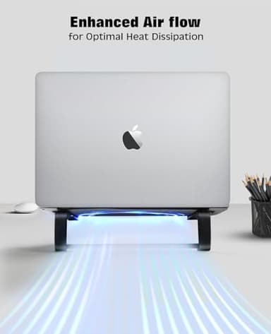 Thibault Aluminum Laptop Stand for Desk - Cooling Ergonomic Design - Fits MacBook Air Pro/DELL/HP/Lenovo/ThinkPad/Alienware - 13/14/15.6/16 -Easy Assembly- Ventilated Laptop Stand for Optimal Airflow - Image 6