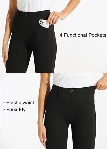 Willit 31" Women's Yoga Dress Pants Bootcut Stretch Work Slacks Office Business Casual Pants Belt Loops 4 Pockets Black M - Image 4