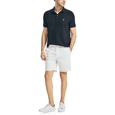 Nautica Men's Short Sleeve Solid Deck Polo Shirt, True Black, Large - Image 4