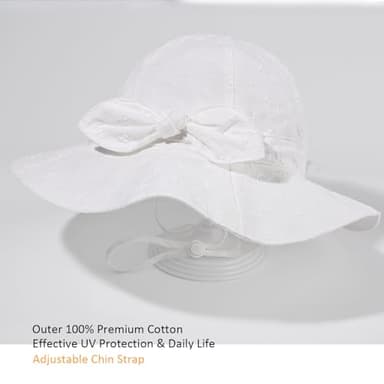 Baby Girl Sun Hat Summer Foldable Beach Hats with UPF50+ Sun Protection Wide Brim Toddler Bucket Hat Cap 0-6Months - Image 4