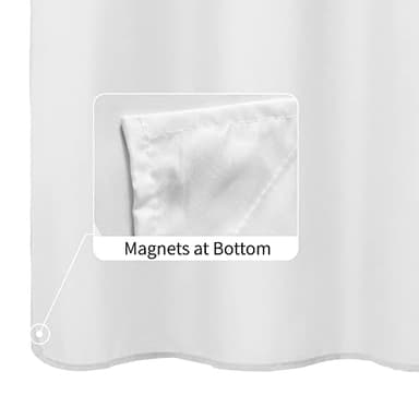 ALYVIA SPRING Long Fabric Shower Curtain Liner Waterproof - 72" x 76", Soft & Lightweight Long Shower Curtain with Magnets, Machine Washable - 72x76, White - Image 2
