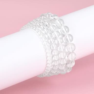 QOGIR Clear Quartz Bracelet - Amplification Bracelet for Women Men - Handmade Natural Gem Stone Beaded Stretch Elastic Healing Bracelets 4mm - Image 5