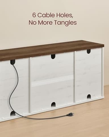 VASAGLE Farmhouse TV Stand for TVs up to 65 Inches, Entertainment Center with Storage Cabinets and Sliding Barn Doors, Media Console Table for Living Room, Rustic White and Honey Brown ULTV535W01 - Image 6