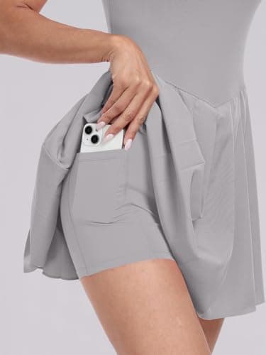 ANRABESS Women's Tennis Athletic Pleated Summer Mini Dress 2025 Golf Workout Build in Shorts Casual Romper Short Sundress Gray Small - Image 6