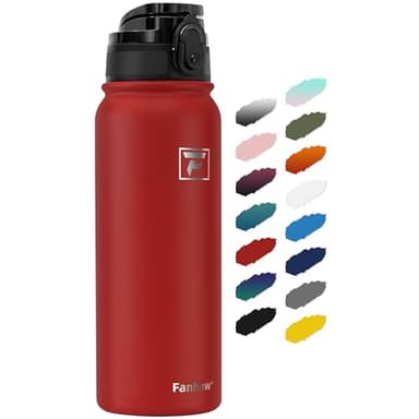 Fanhaw 20 Oz Insulated Stainless Steel Vacuum Water Bottle with Anti-Dust Pop-Open Lid - For Kids, Women, Men | Leak & Sweat Proof (Red) - Image 1