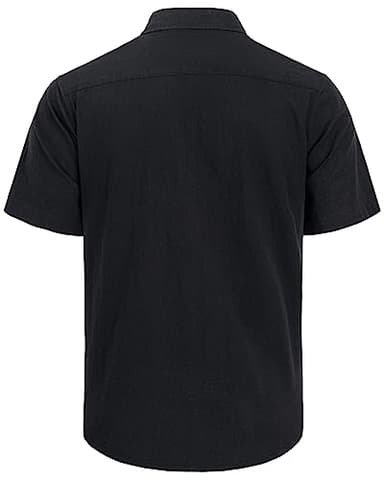 J.VER Linen Shirts for Men Beach Vacation Button Down Short Sleeve Untucked Dress Shirt Cotton Big and Tall Wedding Tops Black 5XL - Image 4