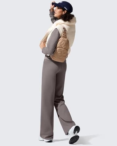 G4Free Fleece Lined Sweatpants for Women Wide Leg High Waisted Slacks with Pockets Thermal Winter Pants Office Casual Work (Taupe,XL,33") - Image 6