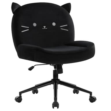 IWMH Armless Office Desk Chair with Wheels,Ergonomic Criss Cross Legged Computer Chair with Fabric Padded, Height Adjustable Wide Seat Vanity Chairs,Mid Back Task Chair for Home, Bedroom (Black) - Image 8