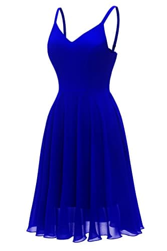 Ellames Women's 2025 Summer Dress Spaghetti Strap Cocktail Swing Beach Dresses V Neck Sundress Royal-Blue 2XL - Image 3