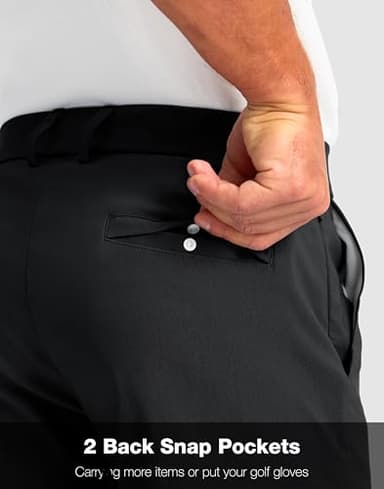 Men's Golf Shorts with 5 Pockets 11" Inseam Stretch Quick Dry Casual Work Dress Shorts for Men(Black,36) - Image 3