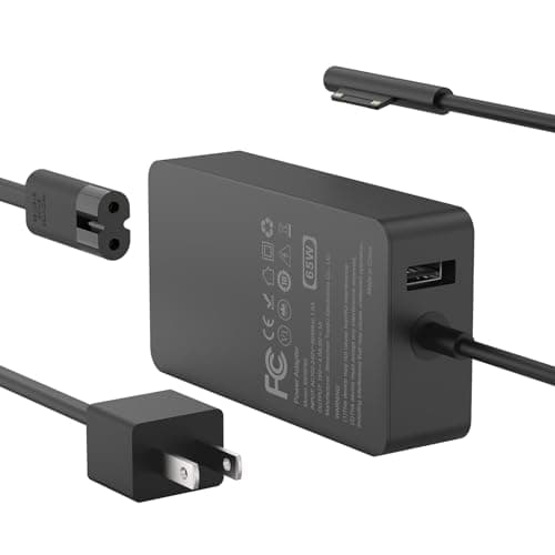 65W Charger Compatible with Microsoft Surface Pro 11, 10, 9, 8, 7+, 7, 6, 5, 4, 3, X, Power Adapter for Windows Surface Laptop 7/6/5/4/3/2/1, Go Tablet, Book 3/2/1, Support 44W, 36W, LED, 10FT - Image 1