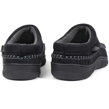 Zigzagger Men's Slip On Moccasin Slippers, Indoor/Outdoor Warm Fuzzy Comfy House Shoes, Fluffy Wide Loafer Slippers,Jet Black, 11-12 D(M) US - Image 8