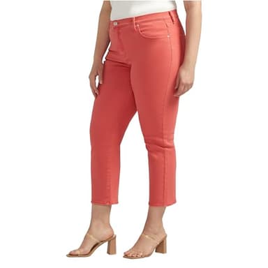 JAG Women's Plus Size Cassie Mid Rise Cropped Pants, Salsa - Image 2