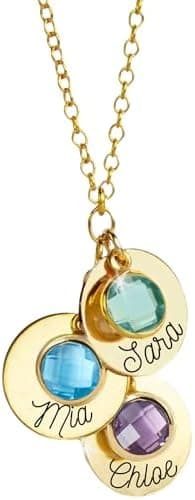 MignonandMignon Mom Necklace with Kids Name, Custom Necklace for Women, Birthstone Necklace for Mom, Mother's Jewelry, Personalized Gifts for Grandma -BSN-CN-D - Image 3