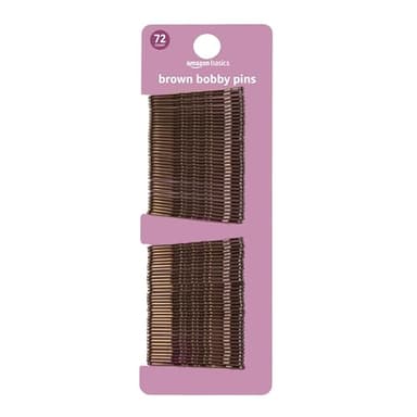 Amazon Basics No Slip Bobby Pins, 72 count, Brunette Brown, High Gloss Bobby Pins for Pain Free, Comfortable, All-Day Styling and UpDos. For All Hair Types - Image 1